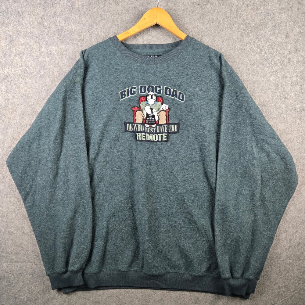 Big Dogs Polar Dogs Fleece Sweatshirt Mens 2X Green Big Dog Dad Graphic Vintage
